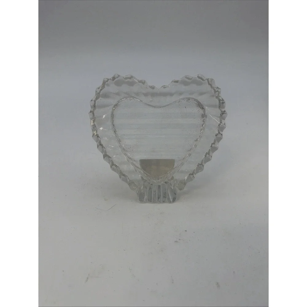 Vintage MIKASA Heart Shaped Picture Frame Crystal Clear Glass 5.5